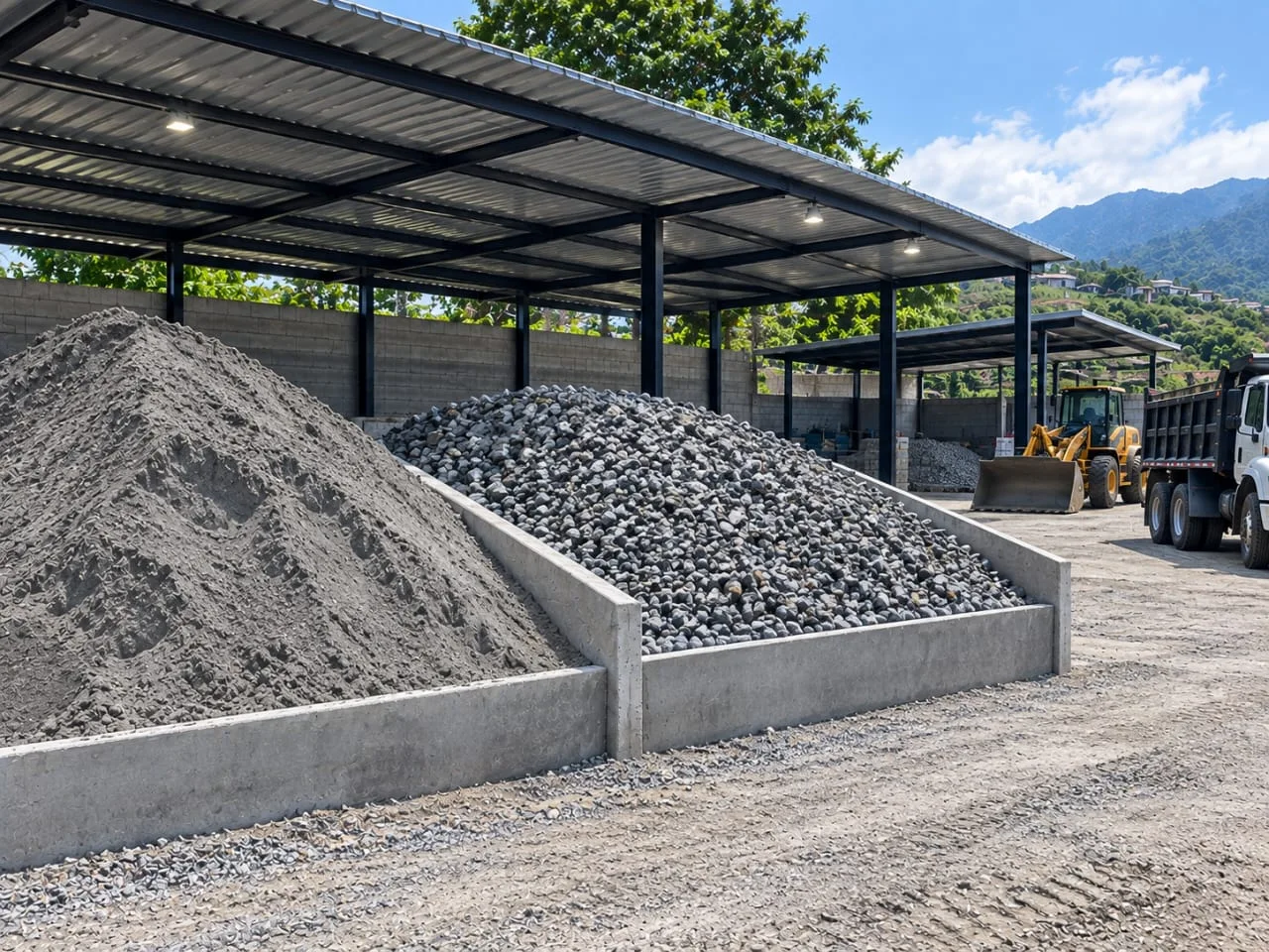 Depósito de arena y piedra para construcción